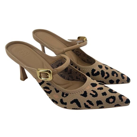 Cosy Island GraceLithe Leopard Knit Pointed Toe Heeled Mules Size 8.5, New - Picture 17 of 17